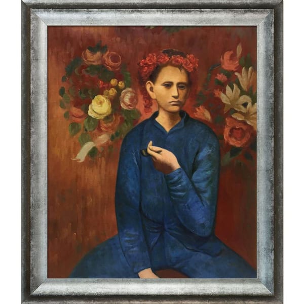 LA PASTICHE Boy with Pipe by Pablo Picasso Athenian Silver Framed People Oil Painting Art Print 25 in. x 29 in. PS850-FR-20430620X24 - The Home Depot