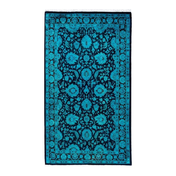 Overdyed Black 3 x 5 Solid Wool Indoor Area Rug