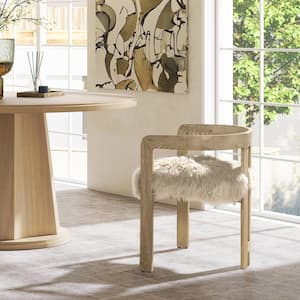 Millwick 21 in. Low Back Genuine Fur Dining Chair in Natural Blonde Genuine Fur