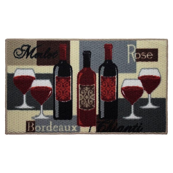 Structures Wine Time 18 in. x 30 in. Textured Oblong Accent Kitchen Rug
