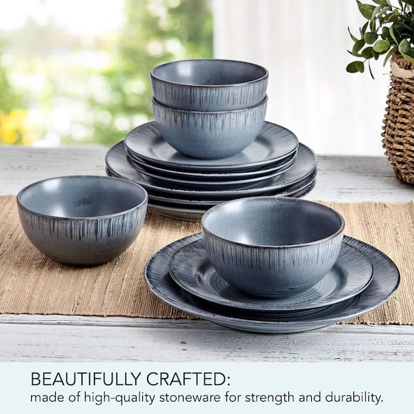 Pfaltzgraff Mystic 12-Piece Blue Stoneware Dinnerware Set, Service