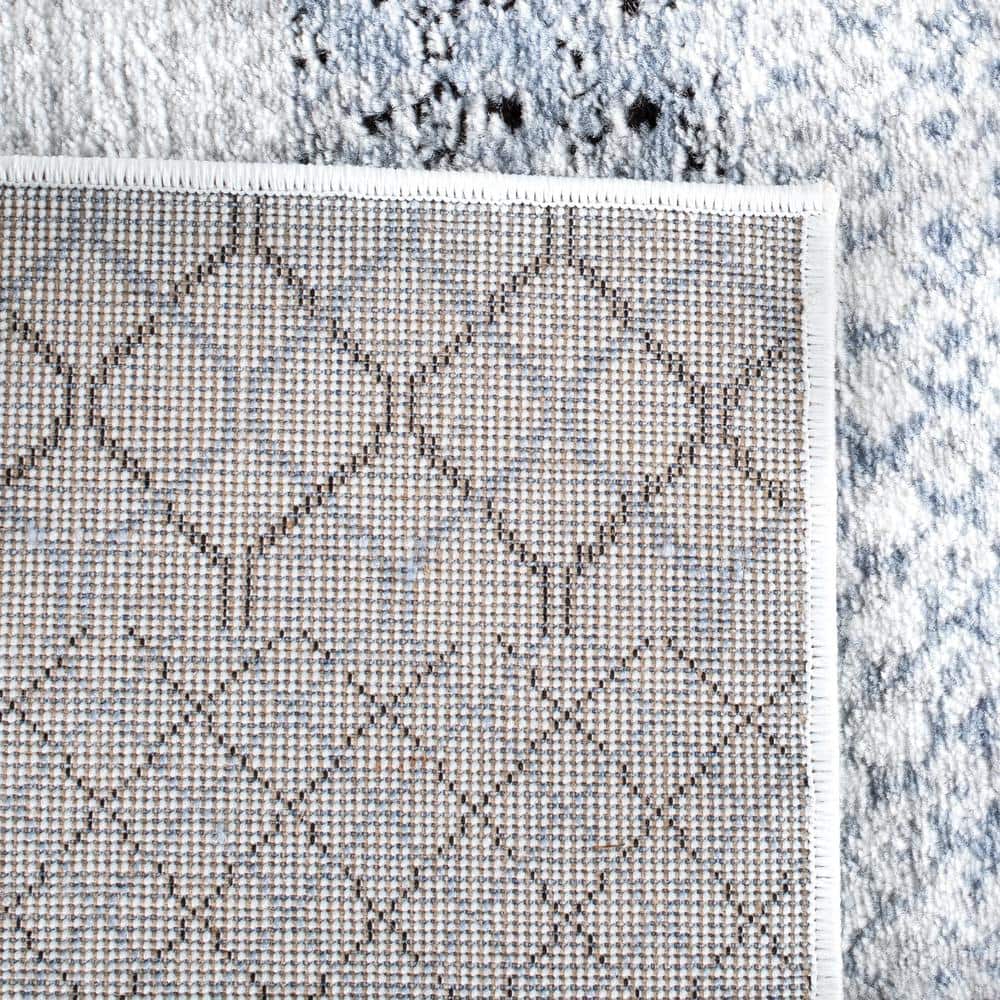 Amelia Grey and Light Blue Geometric Square Rug