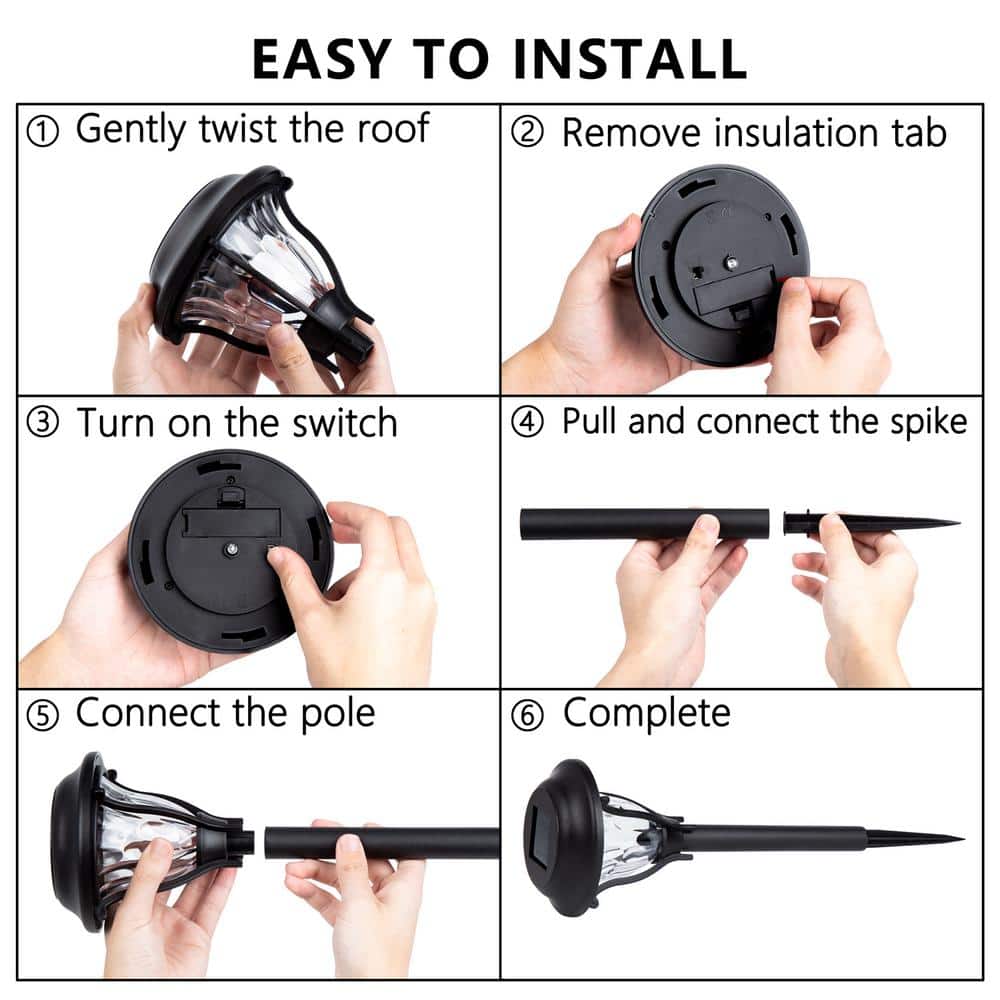 Black Solar Powered Integrated LED Pathway Light Multipack