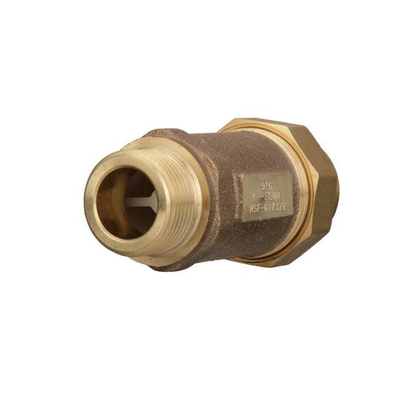 1 in. Union FMTC Inlet x 1 in. MMTC Outlet Lead-Free Bronze Dual Check Valve 1 in. Union FMTC Inlet x 1 in. MMTC Outlet Lead-Free Bronze Dual Check Valve