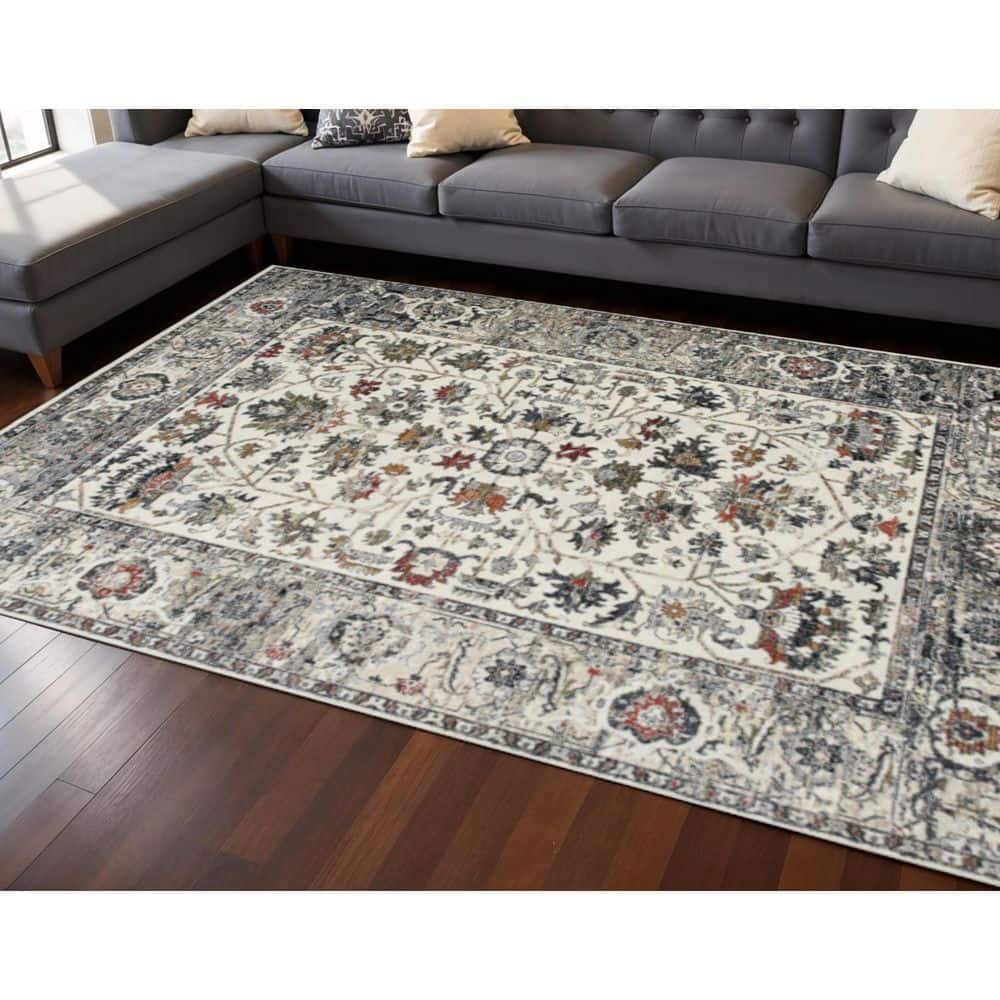 8' X 10' Cream Gray And Red Floral Medallion Area Rug price history on PriceWatchPro