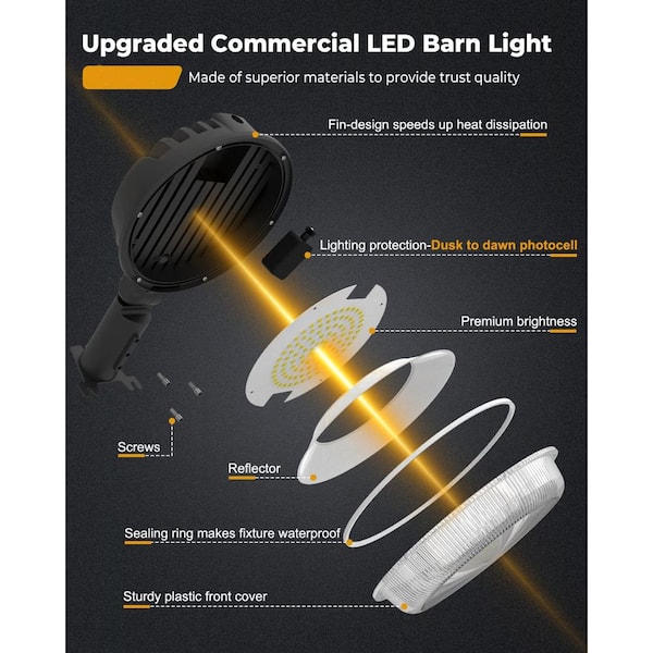 BeamBox 150W 20000 Lumen Black LED Floodlight with Dusk-to-Dawn