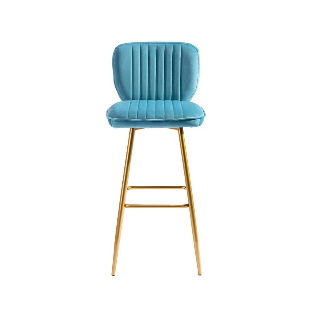 Modern 40.55 in. Blue Solid Bar Stool with Back and Footrest YYmdCA
