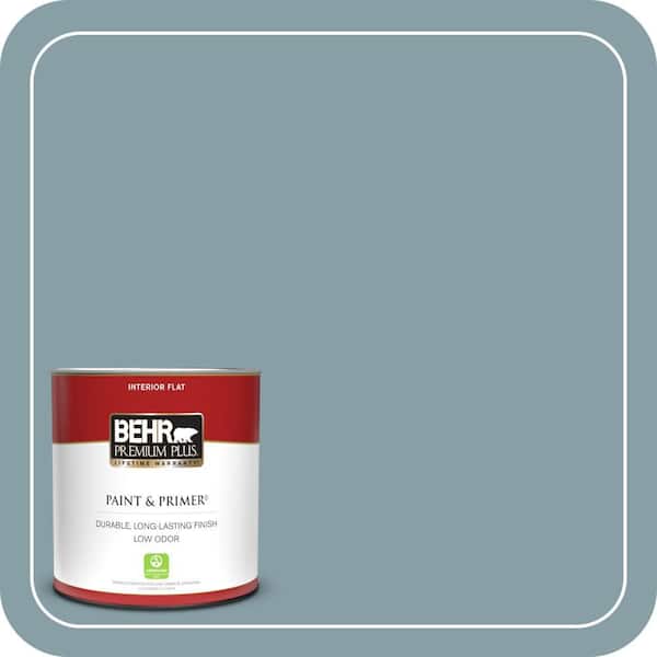 BEHR PREMIUM PLUS 1 qt. #BNC-18 Aqua Gray Flat Low Odor Interior Paint & Primer