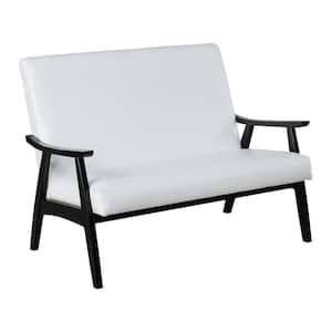Lometa 46.75 in. White Faux Leather 2-Seats Loveseats