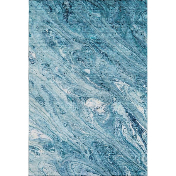 Mayfield Premium Machine Washable Indoor/Outdoor Geometric AMF640 Sky 5 ft. x 7 ft. 6 in. Area Rug