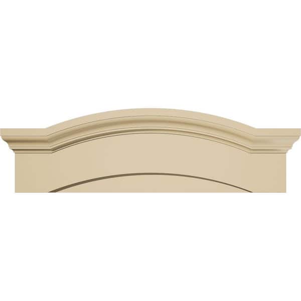 34 in. W x 10-1/2 in. H x 2-3/4 in. P Eyebrow Signature Urethane Pediment, Primed Tan