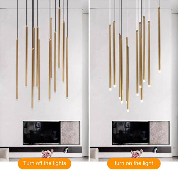 OUKANING 19.68 in. 12-Light Gold Modern Linear Integrated