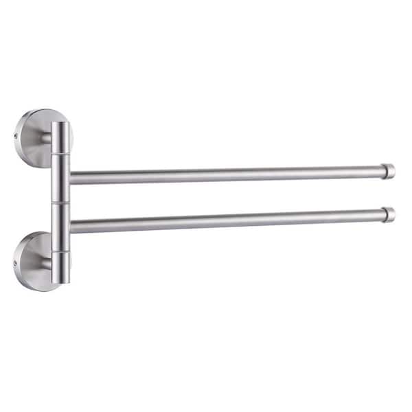 IVIGA SUS 304 Stainless Steel 12.4 in. Wall Mounted 2-Swivel Arms Towel Bar with Concealed Hardware in Brushed Nickel