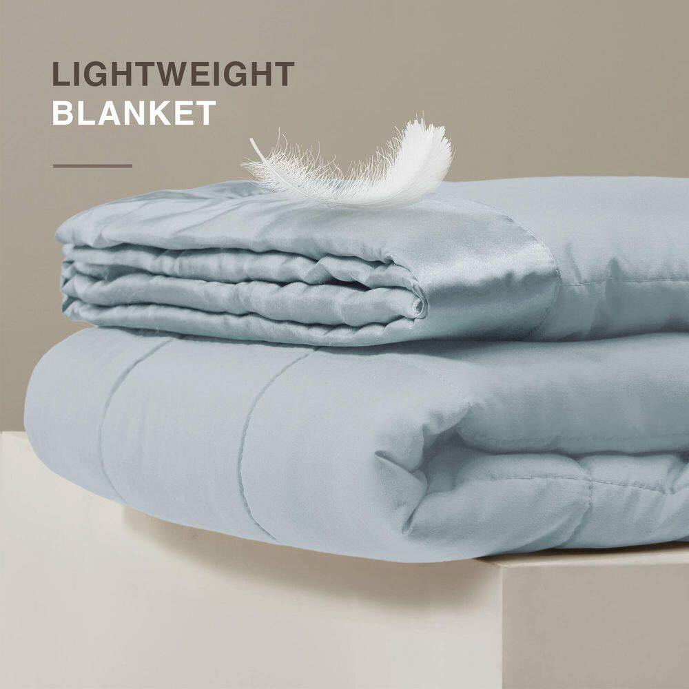 King Blue Satin Trim Down Alternative Blanket