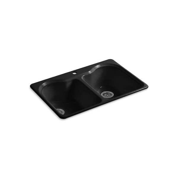 Hartland 33 in. Drop-in Double Bowl Black Kitchen Sink