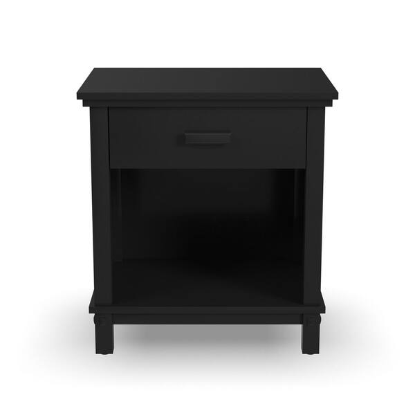 HOMESTYLES Oak Park 1Drawer Black Closed Storage Nightstand 591142C
