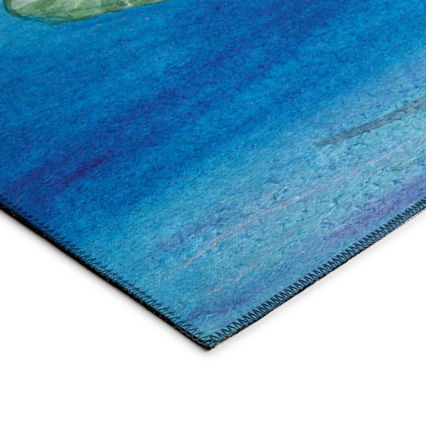 Harpswell Blue 8 ft. x 8 ft. Geometric Indoor/Outdoor Area Rug