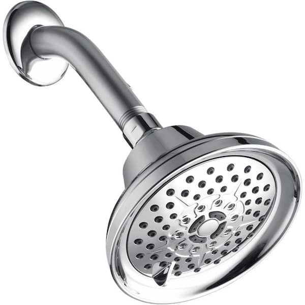 6-Spray Patterns with 1.2 GPM 5 in. Wall Mount Rain Fixed Shower Head with Anti-Clogging Nozzles in Chrome