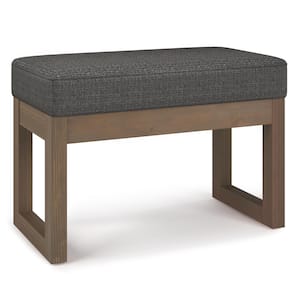 Milltown 26 in. Wide Contemporary Rectangle Footstool Ottoman Bench in Ebony Tweed Fabric