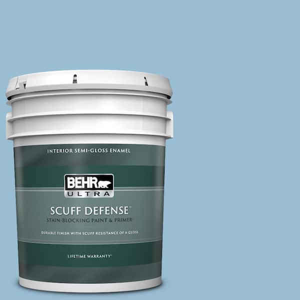 BEHR ULTRA 5 gal. #PPU14-11 Gentle Sky Extra Durable Semi-Gloss Enamel Interior Paint & Primer