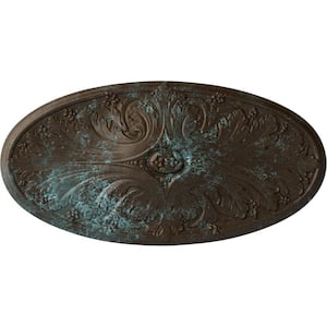 24-3/4" W x 12-1/2" H x 1-3/4" Madrid Urethane Ceiling, Hand-Painted Bronze Blue Patina