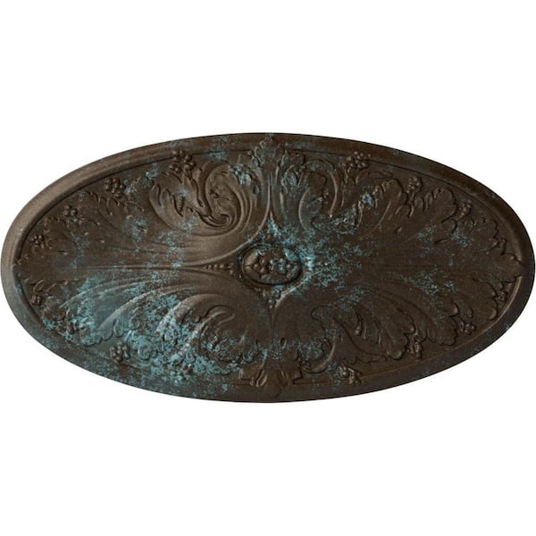 Ekena Millwork 24-3/4" W x 12-1/2" H x 1-3/4" Madrid Urethane Ceiling, Hand-Painted Bronze Blue Patina