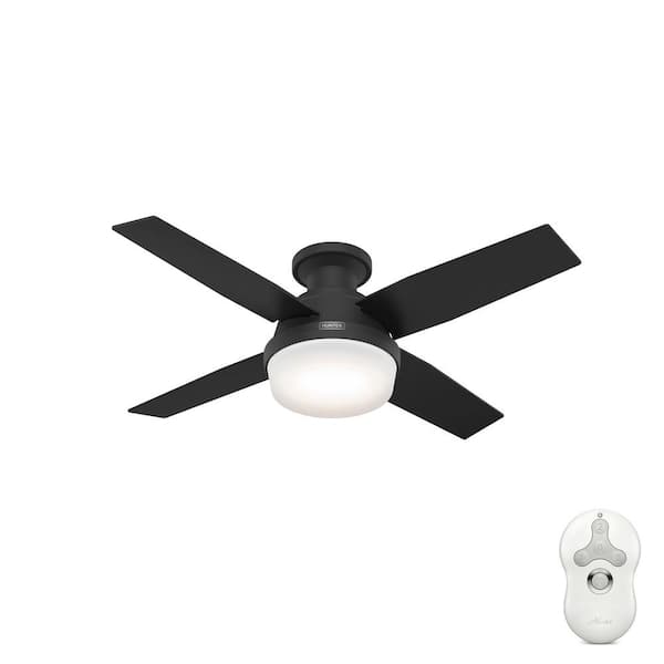 Hunter Dempsey 44 in. Indoor Matte Black Ceiling Fan with Remote Control and Light Kit Included
