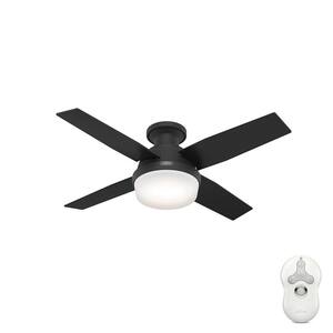 Dempsey 44 in. Indoor Matte Black Ceiling Fan with Remote Control and Light Kit Included