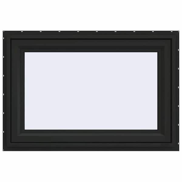 JELD-WEN 36 in. x 24 in. V-4500 Series Bronze Exterior/White Interior FiniShield Vinyl Awning Window with Fiberglass Mesh Screen