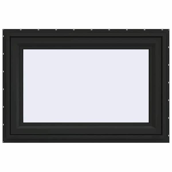 36 in. x 24 in. V-4500 Series Bronze Exterior/White Interior FiniShield Vinyl Awning Window with Fiberglass Mesh Screen