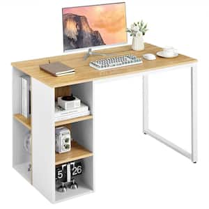 45 in. Natural Home Office Computer Desk Laptop Table Writing Workstation with 5 Cubbies