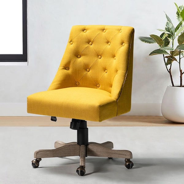 Mustard Button Tufted Swivel Office Chair SW-DL-03 - The Home Depot