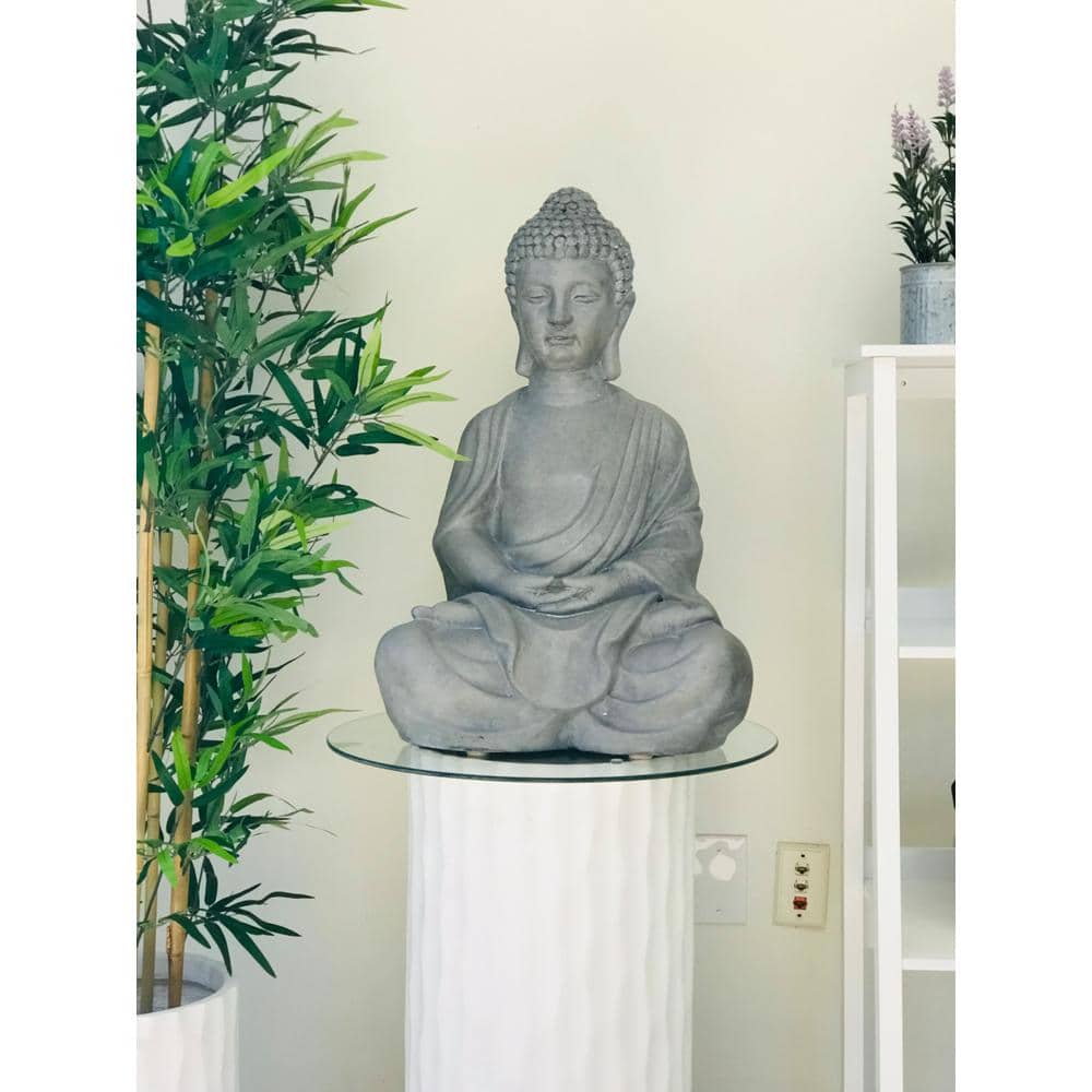 Gray Concrete Sitting Meditating Buddha Garden Statue