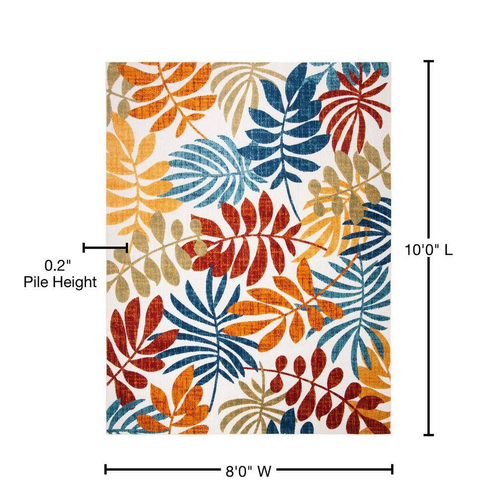 Red Floral 8' x 10' Synthetic Non-slip Area Rug