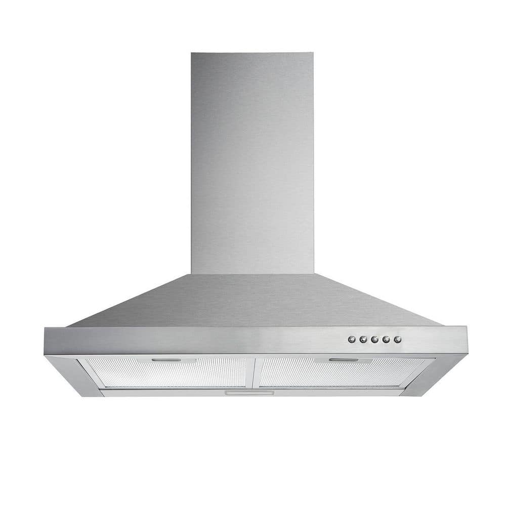 30 in. 450 CFM Ducted Range Hood Wall Mounted Kitchen in Stainless Steel Vent LED Lamp 3-Speed New, Sliver