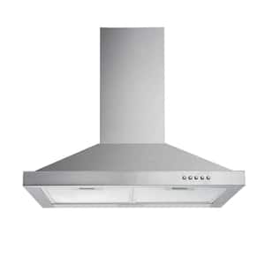 30 in. 450 CFM Ducted Range Hood Wall Mounted Kitchen in Stainless Steel Vent LED Lamp 3-Speed New