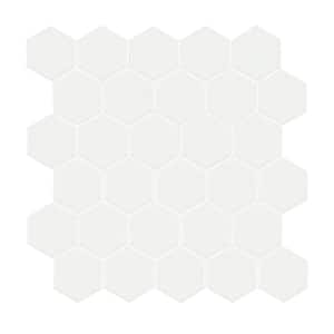 White 2 in. Hexagon 11 in. x 11 in. x 0.25 in. Matte Porcelain Mesh-Mounted Mosaic Tile (0.81 sq. ft./Each)