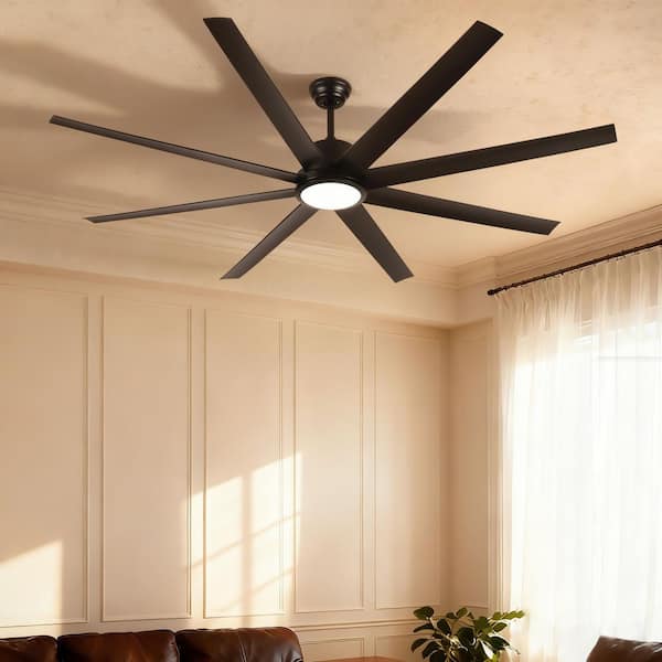 72 in. Modern Indoor/Outdoor Matte Black 6 Speeds Ceiling Fan with 3 Color Temperature and Remote
