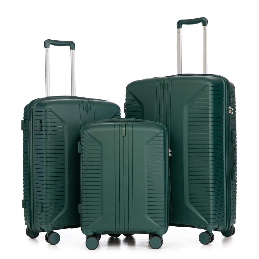 Tatahance 3-Piece Emerald Green PP Hardside Luggage Set with