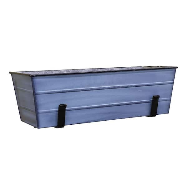 Achla Designs 8.75 in. H. Medium Iron Decorative Pots With Wall Brackets, 24 in. V. Nantucket Blue