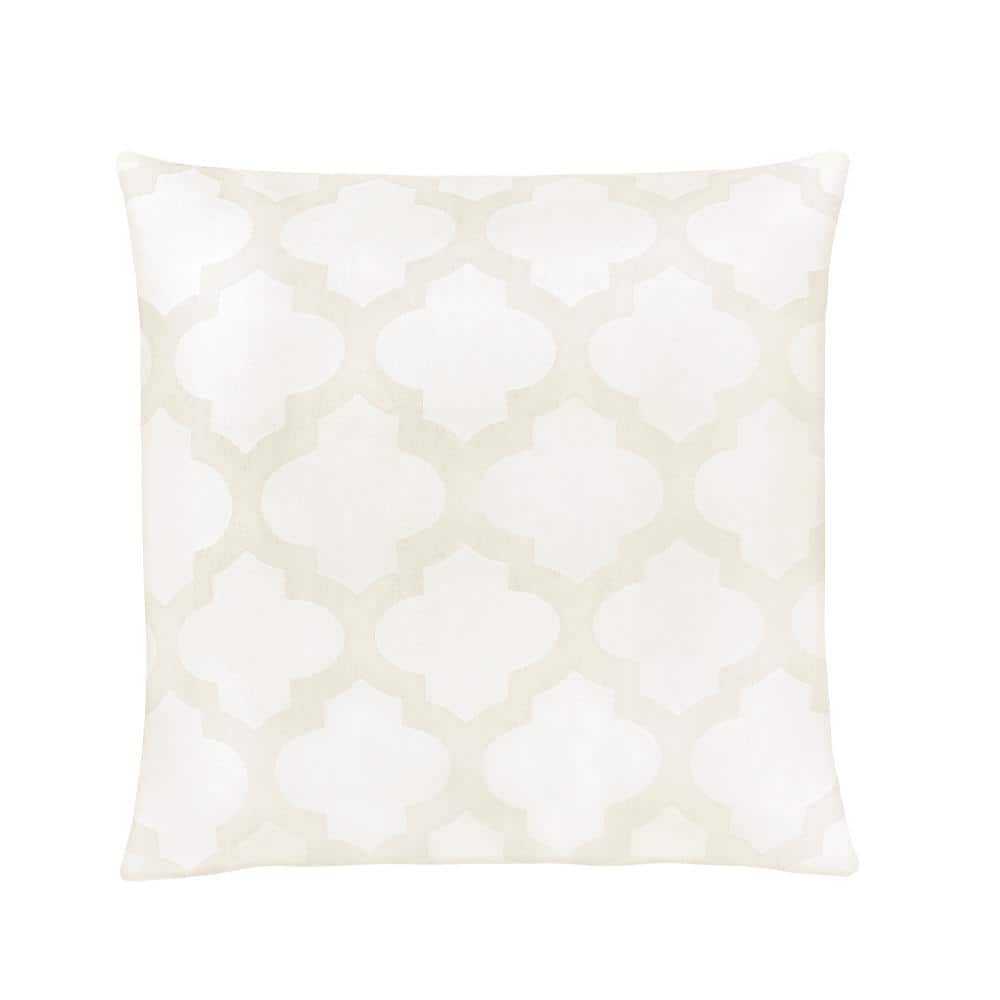 Ivory Polyester 18" Square Decorative Throw Pillow