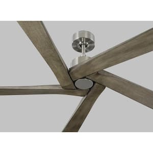Aspen 56 in. Indoor/Outdoor Brushed Steel Ceiling Fan with Light Grey Weathered Oak Blades, DC Motor and Remote Control