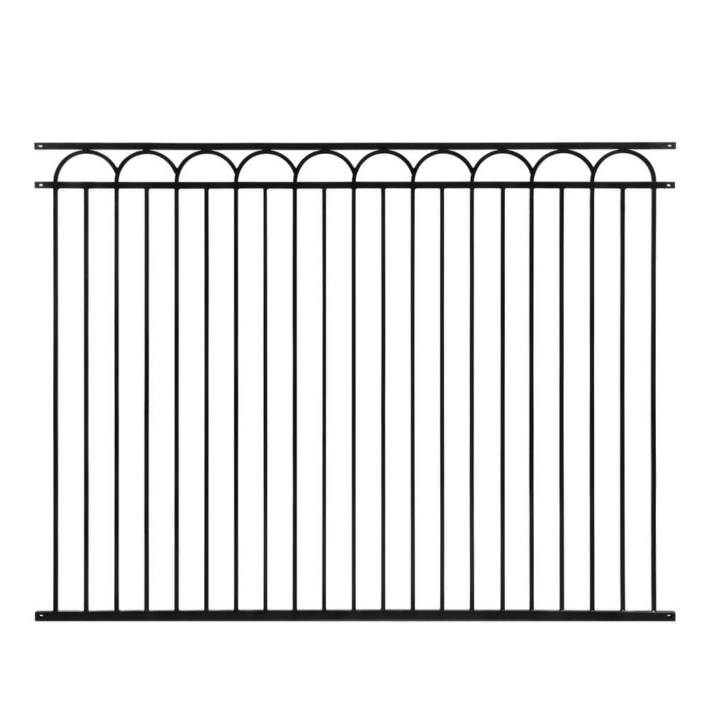 Heavy Duty, Anti-Rust 8 ft. x 6 ft. Black Steel Space Bar Arc Decorative Garden Fence Panel (1-Pack) price history on PriceWatchPro