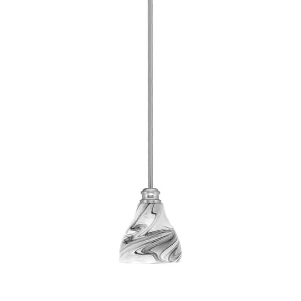 Unbranded Albany 60-Watt 1-Light Brushed Nickel Pendant Mini Pendant Light 5 in. Onyx Swirl Glass and Light Bulb Not Included
