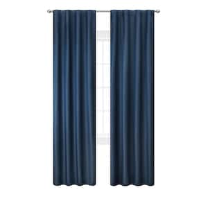 Ultimate Navy Blackout Back Tab Curtain - 38 in. W x 108 in. L (2-Panels)