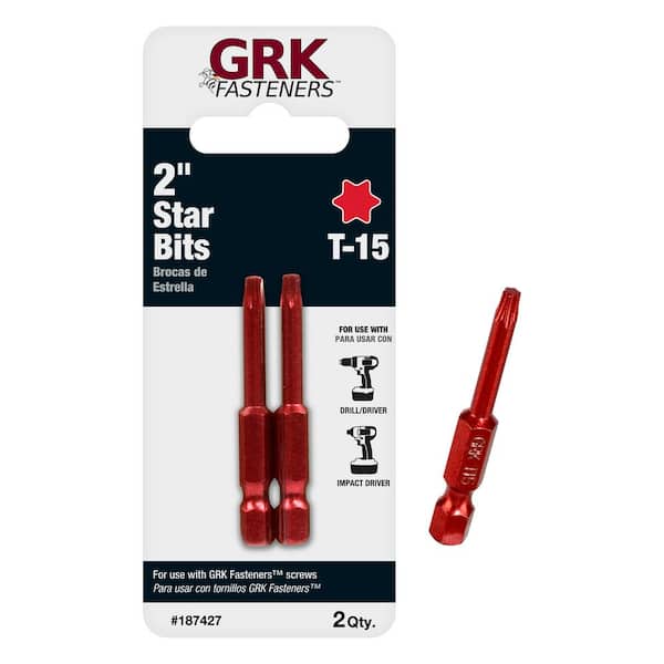 GRK Fasteners T-15 2 in. Steel Star Bits (2 Pack)