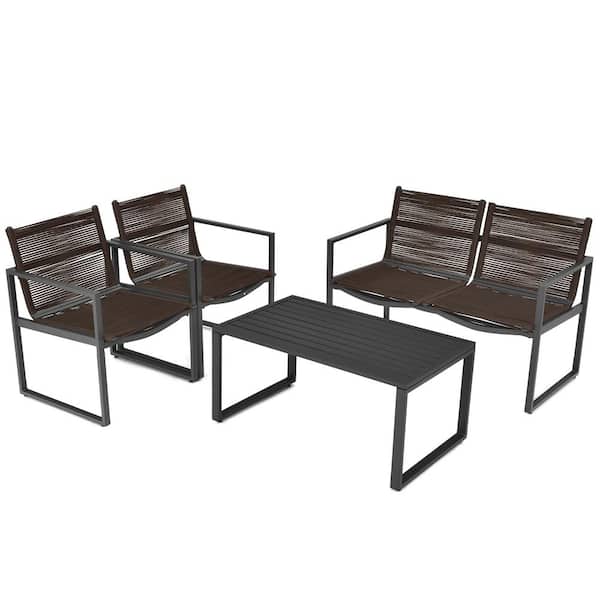Liviza 4-Piece Metal Patio Conversation Seating Set