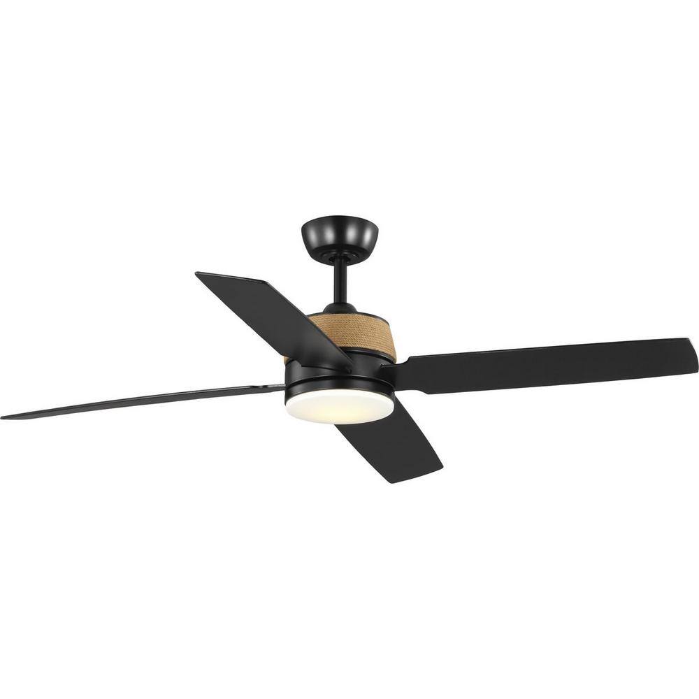 Shaffer II Matte Black 56" Ceiling Fan with LED Light and Remote