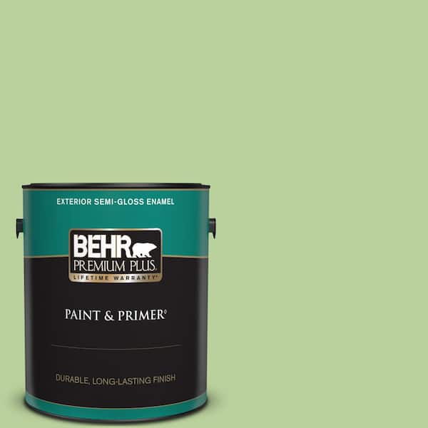 BEHR PREMIUM PLUS 1 gal. #P380-4 Four Leaf Clover Semi-Gloss Enamel Exterior Paint & Primer