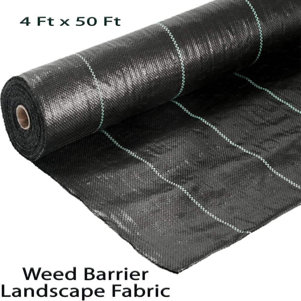Heavy-Duty Black Woven Polyester Weed Barrier Fabric 4' x 50'